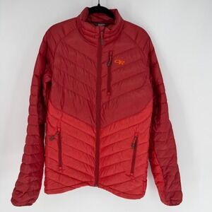 OUTDOOR RESEARCH MEN'S ILLUMINATE DOWN JACKET RED ORANGE 800 FP LARGE OUTDOOR